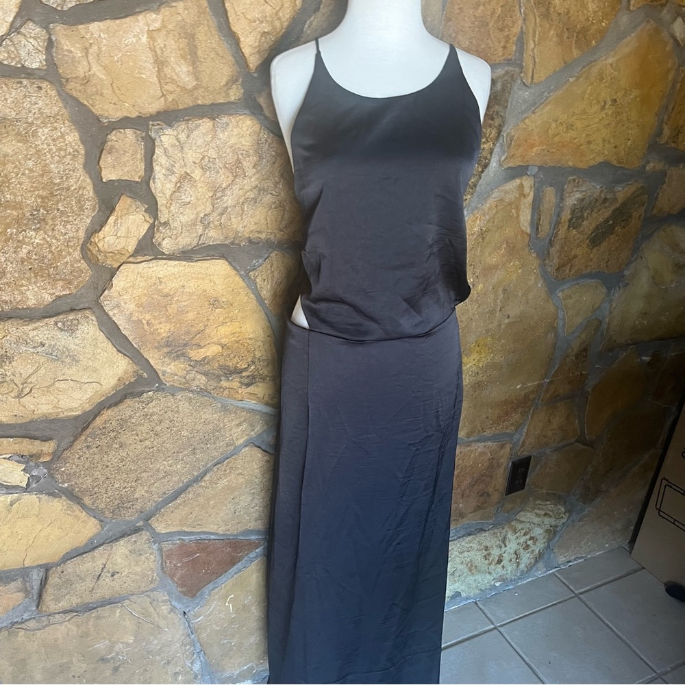 H&M Black Slip Dress-Tie back top with Maxi Skirt for Night Out size XXL